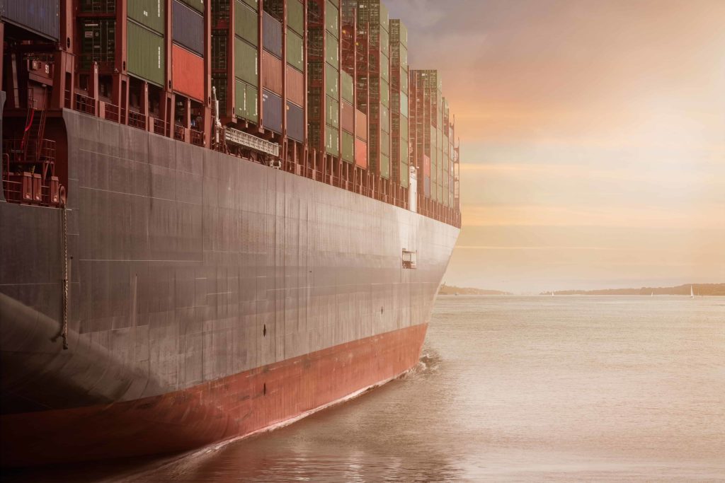 Ship carrying freight containers